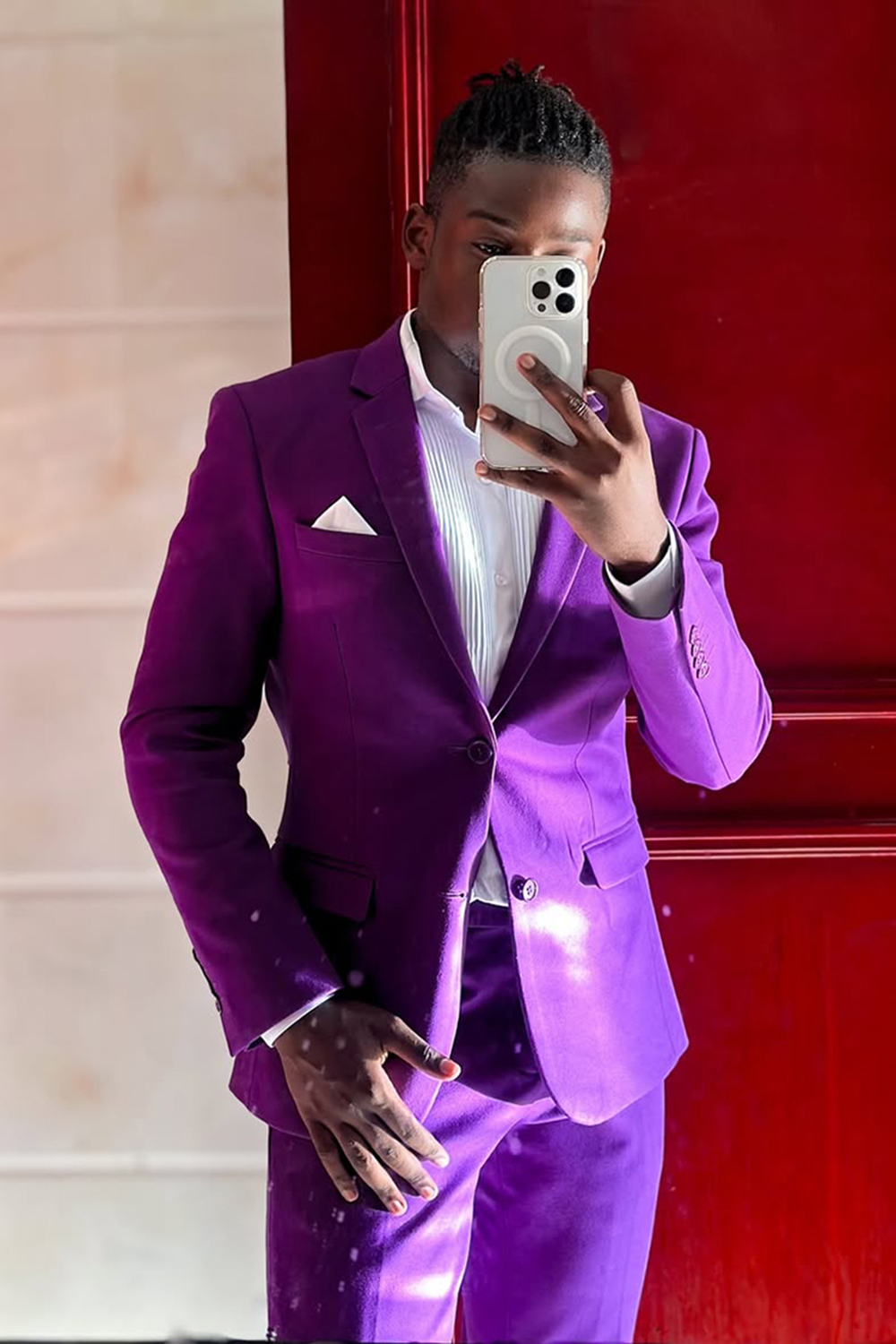 Purple Notched Lapel Slim Fit 2 Piece Men's Prom Homecoming Suits