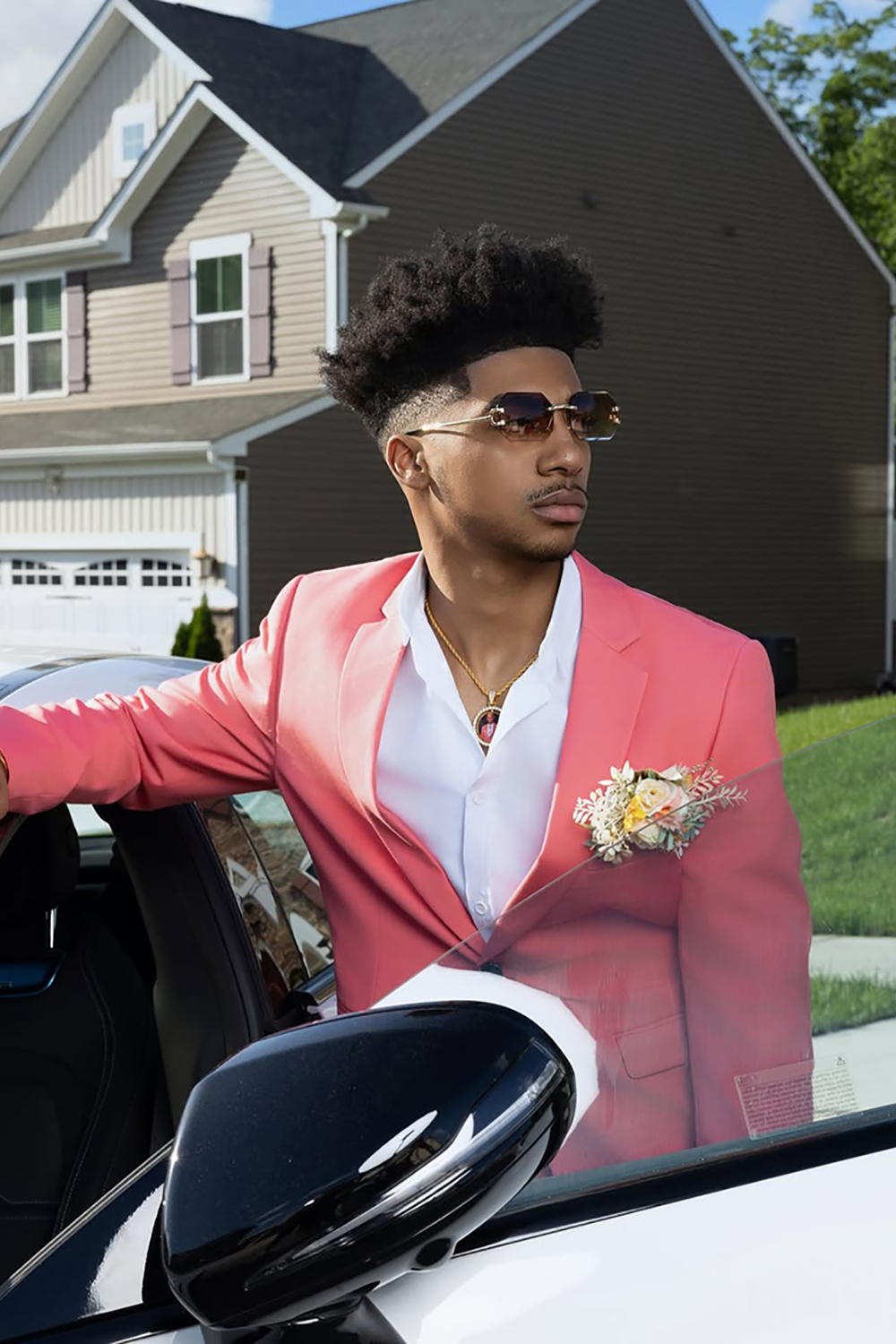 Pink Slim Fit 2 Piece Notched Lapel Prom Homecoming Men's Suits