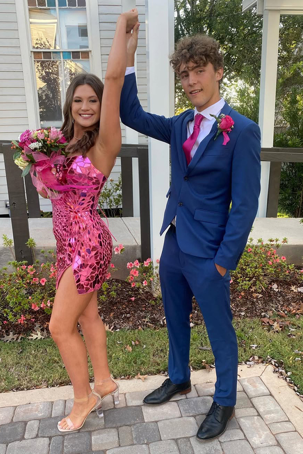 Blue Slim Fit 2 Piece Notched Lapel Prom Homecoming Men's Suits