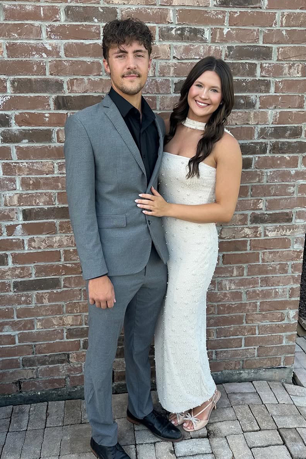 Grey Slim Fit Notched Lapel 2 Piece Men's Prom Homecoming Suits