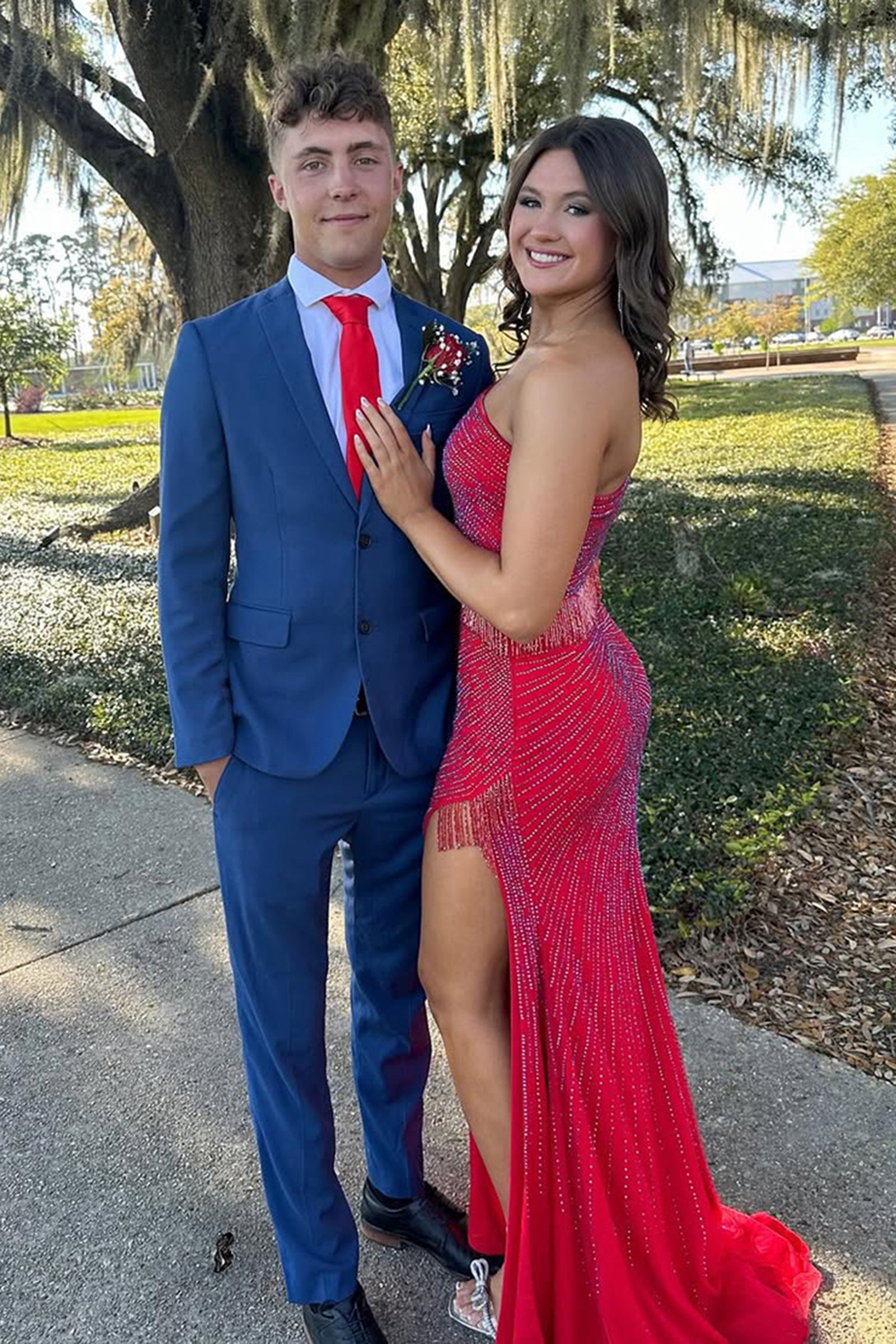 Blue Slim Fit Notched Lapel 2 Piece Men's Prom Homecoming Suits