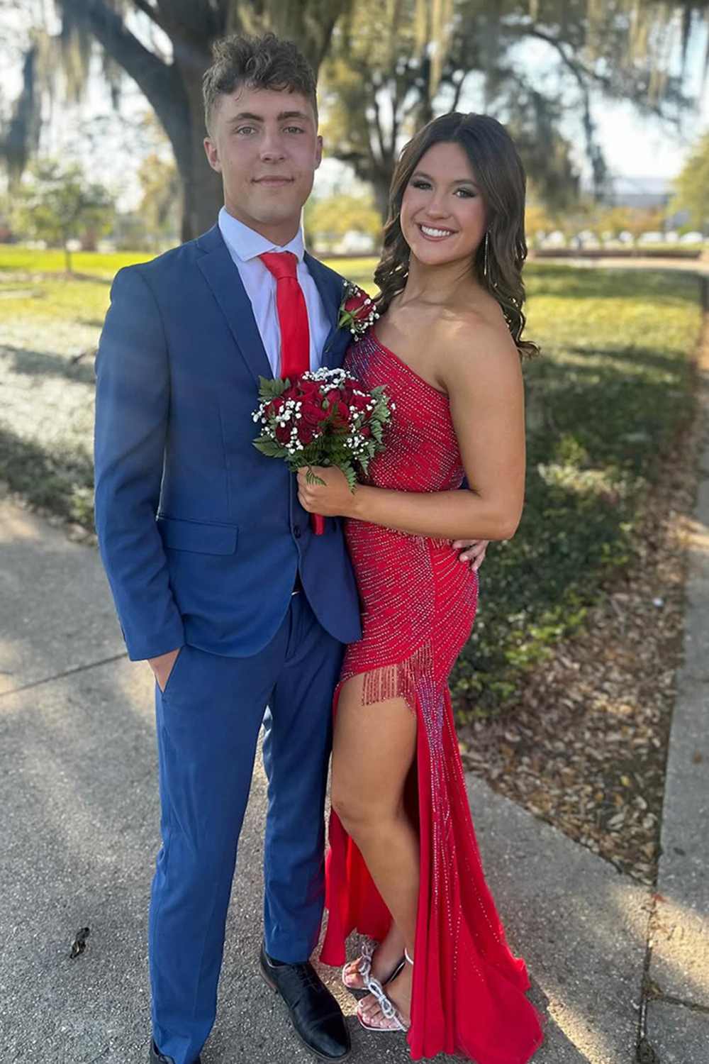 Blue Slim Fit Notched Lapel 2 Piece Men's Prom Homecoming Suits