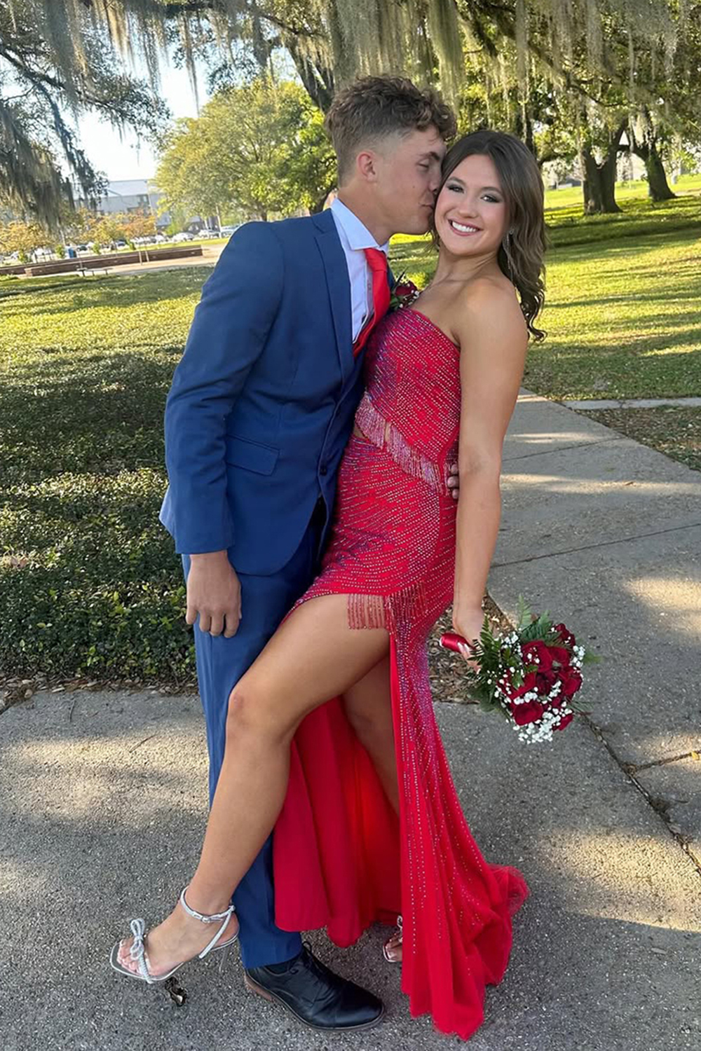 Blue Slim Fit Notched Lapel 2 Piece Men's Prom Homecoming Suits