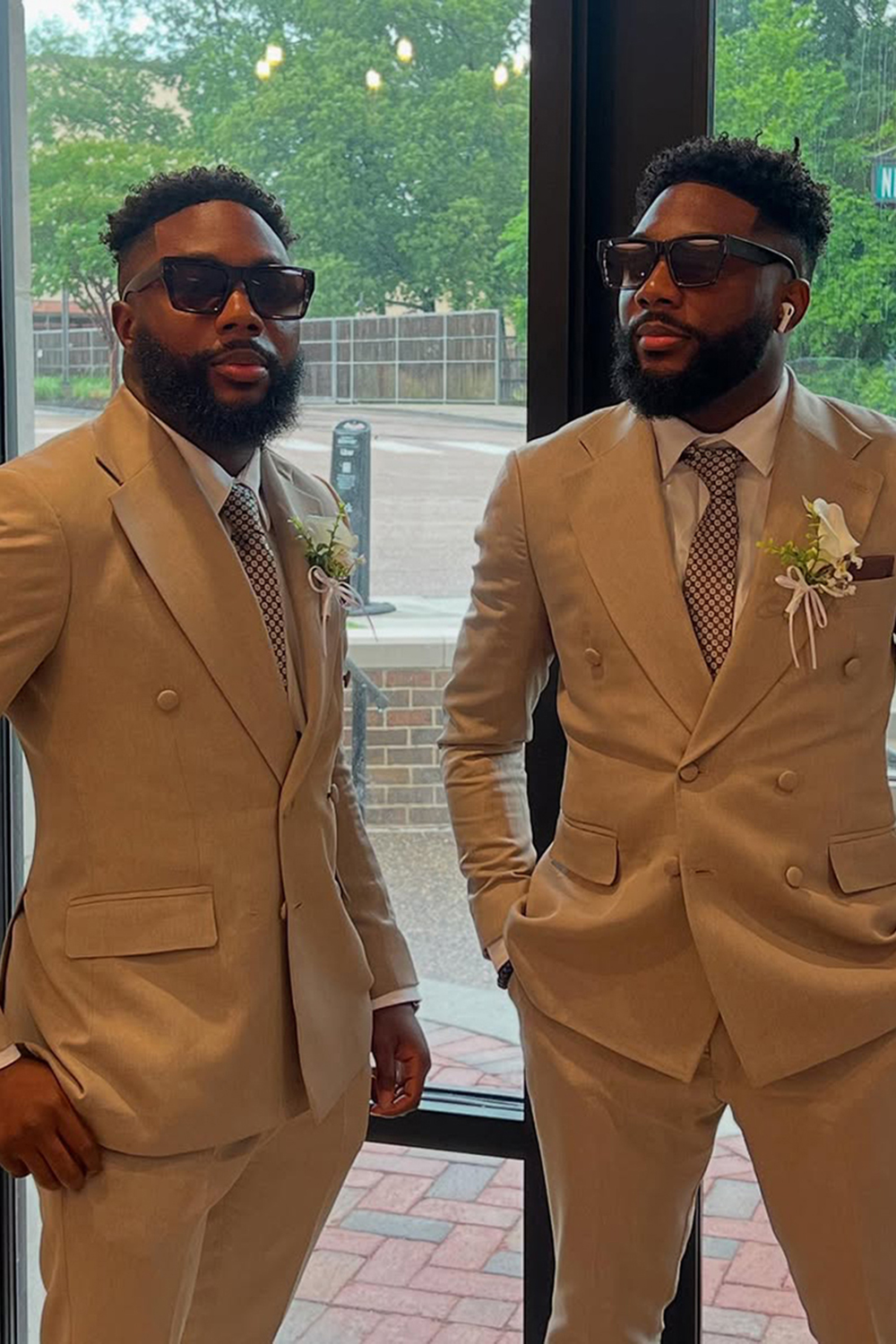 Khaki Slim Fit Notched Lapel 2 Piece Men's Prom Homecoming Suits