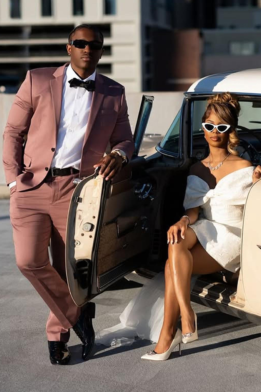 Grey Pink Notched Lapel Slim Fit 2 Piece Men's Prom Homecoming Suits