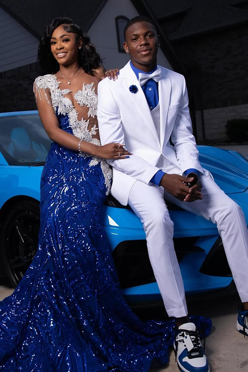 White Notched Lapel Slim Fit 2 Piece Men's Prom Homecoming Suits