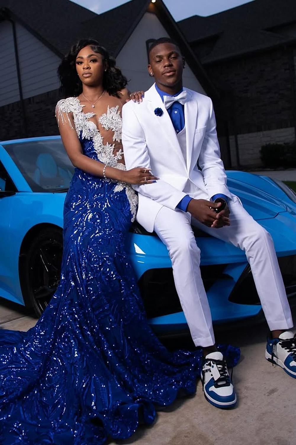 White Notched Lapel Slim Fit 2 Piece Men's Prom Homecoming Suits