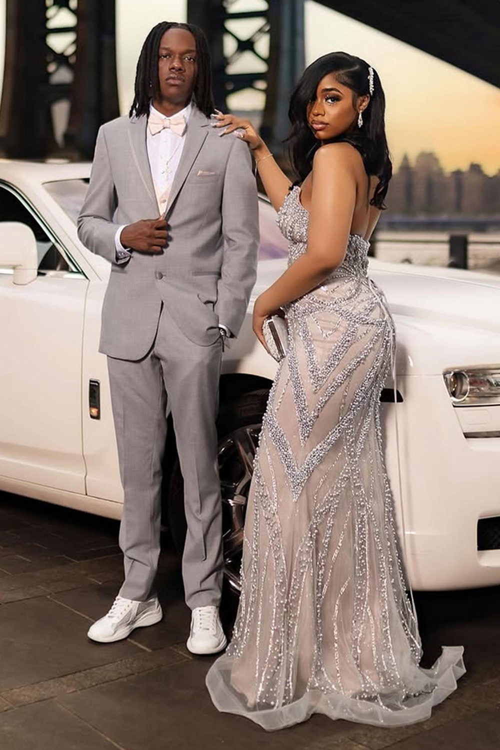 Grey Notched Lapel Slim Fit 2 Piece Men's Prom Homecoming Suits