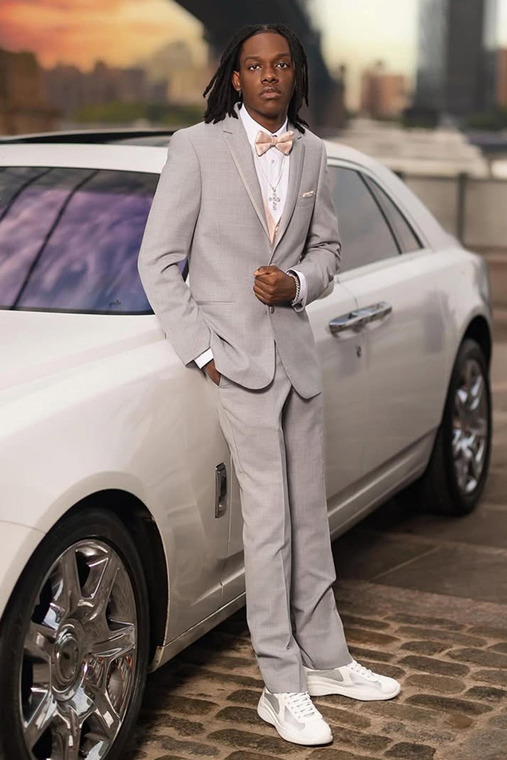 Grey Notched Lapel Slim Fit 2 Piece Men's Prom Homecoming Suits