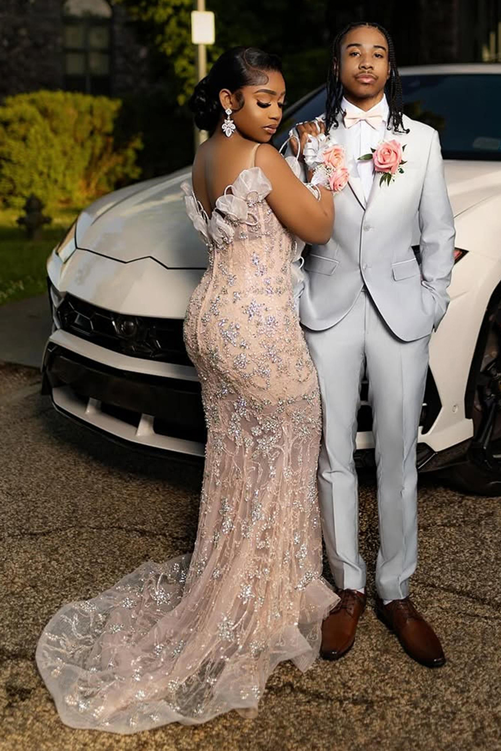 Light Grey Notched Lapel Slim Fit 2 Piece Men's Prom Homecoming Suits