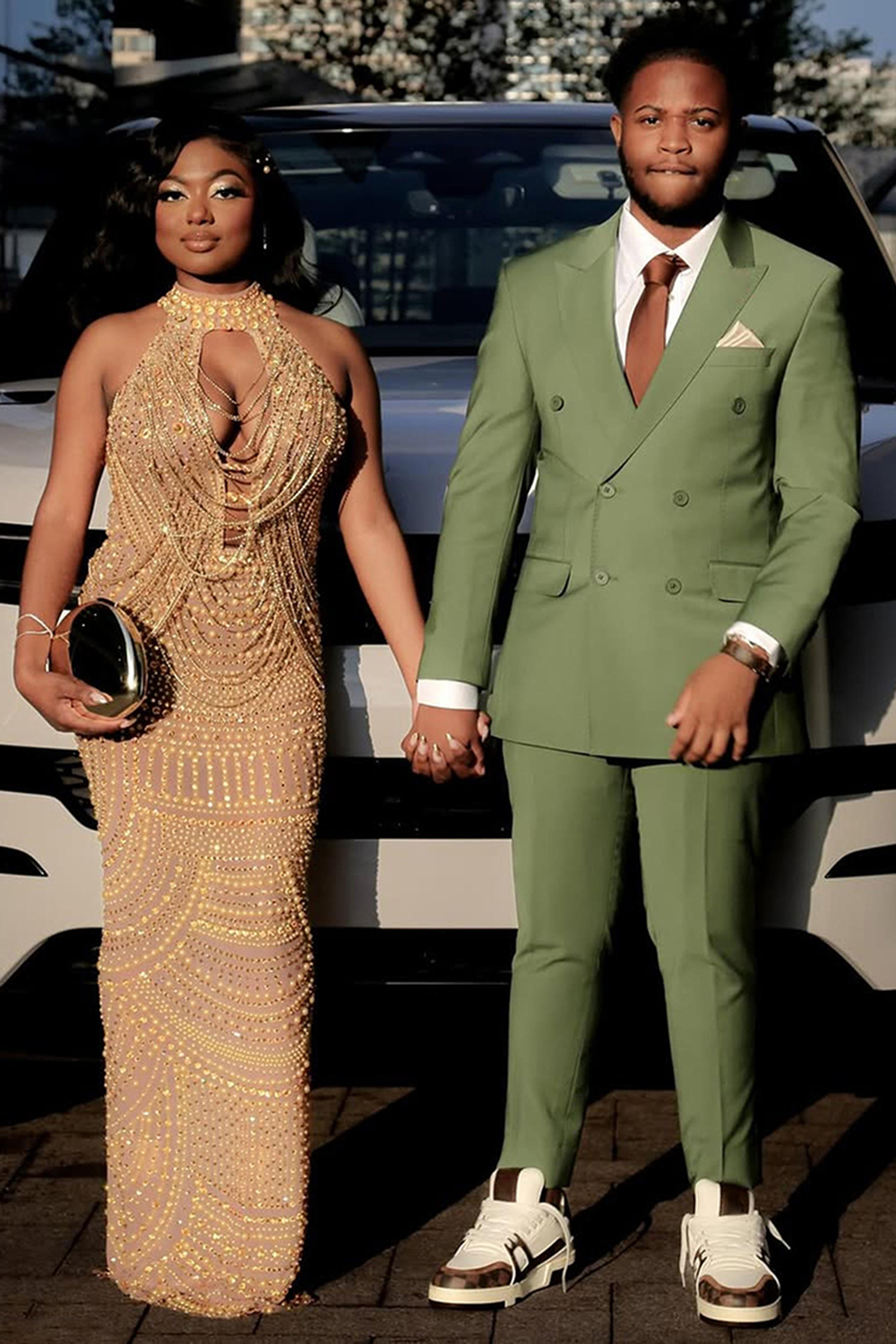 Green Peak Lapel Slim Fit 2 Piece Men's Prom Homecoming Suits