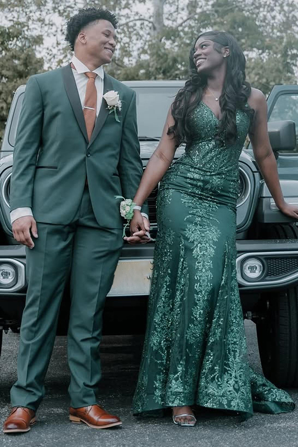 Dark Green Shawl Lapel Slim Fit 2 Piece Men's Prom Homecoming Suits