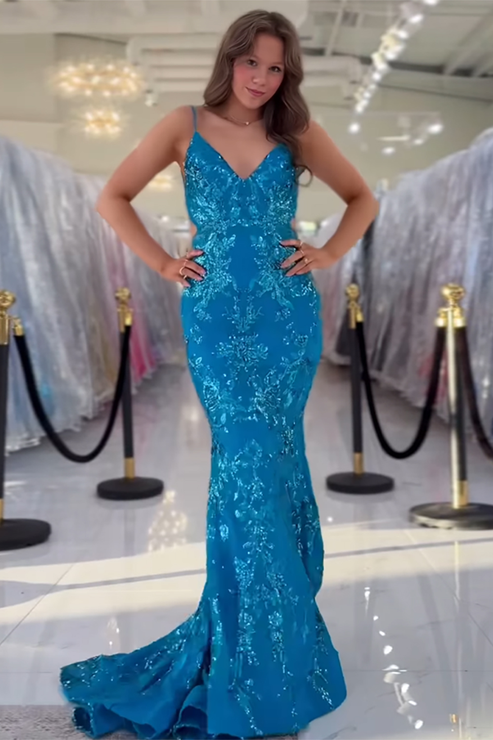 Sparkly Fuchsia Mermaid Sequins Long Backless Prom Dress