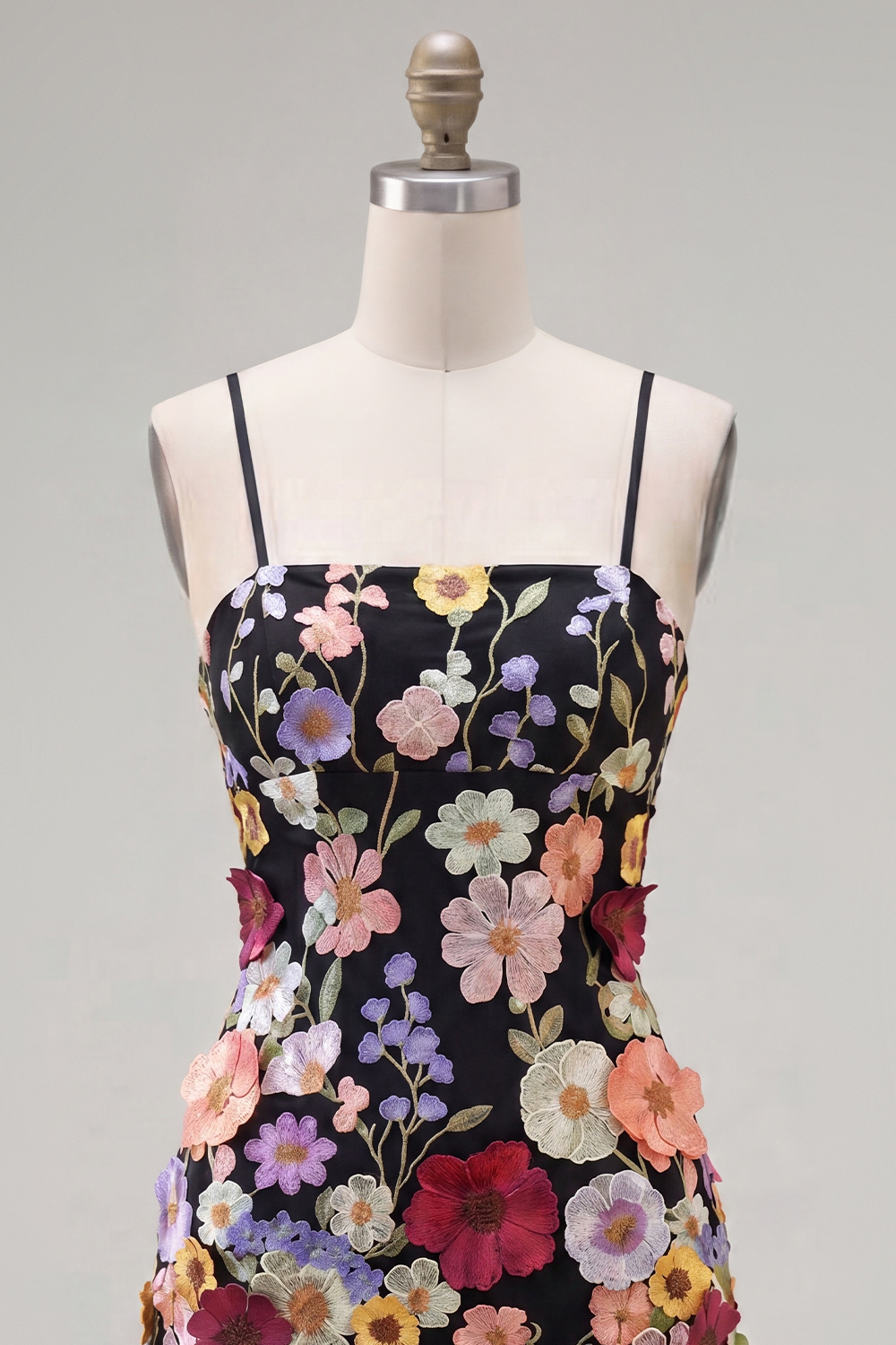 Sheath Spaghetti Straps Blush Homecoming Dress with 3D Flowers