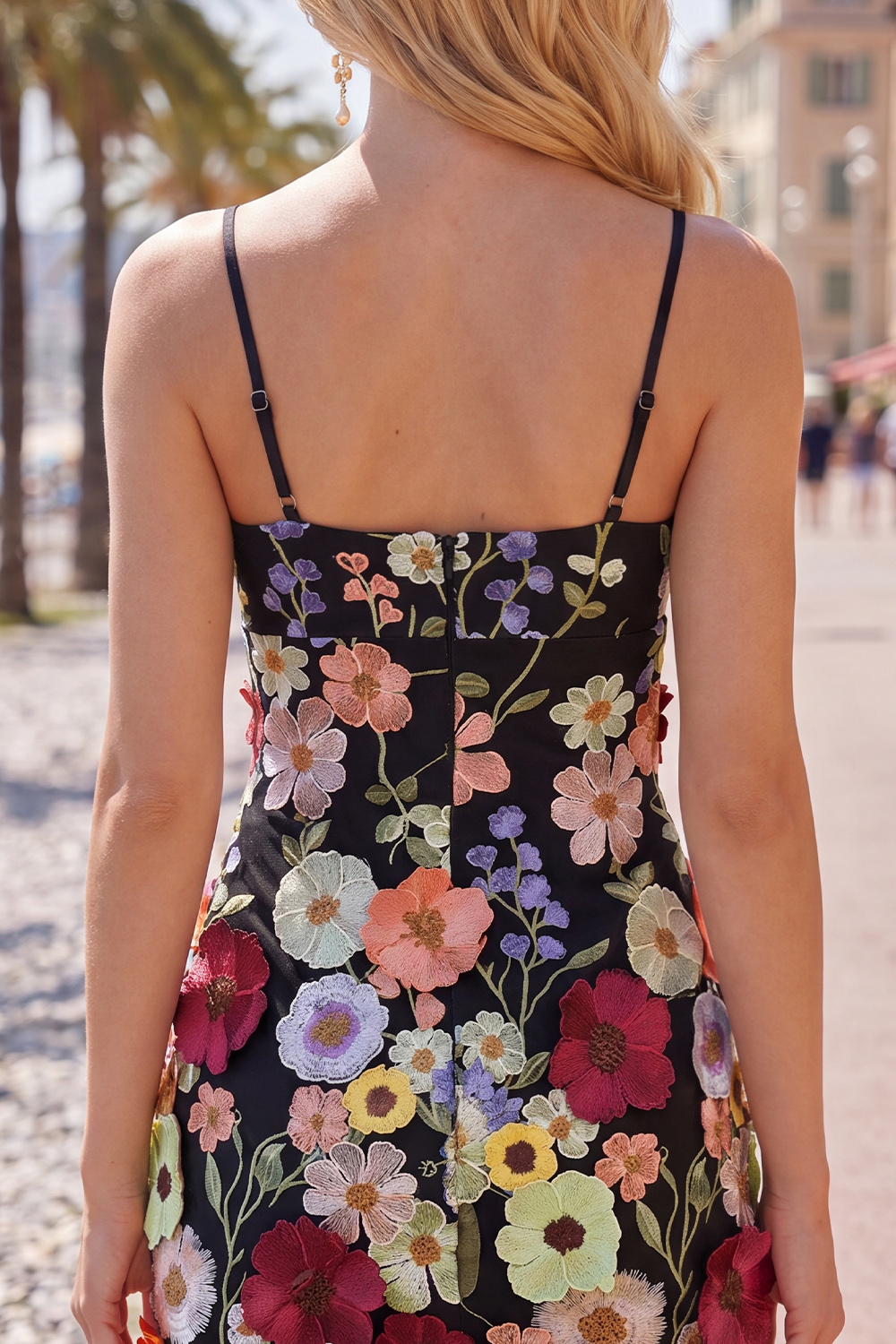 Sheath Spaghetti Straps Blush Homecoming Dress with 3D Flowers