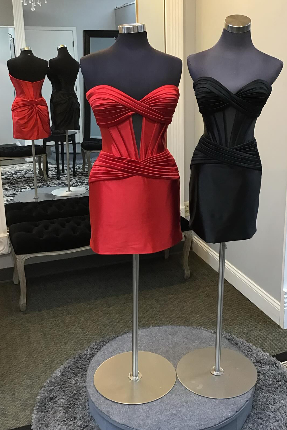 Burgundy Corset Strapless Tight Short Homecoming Dress