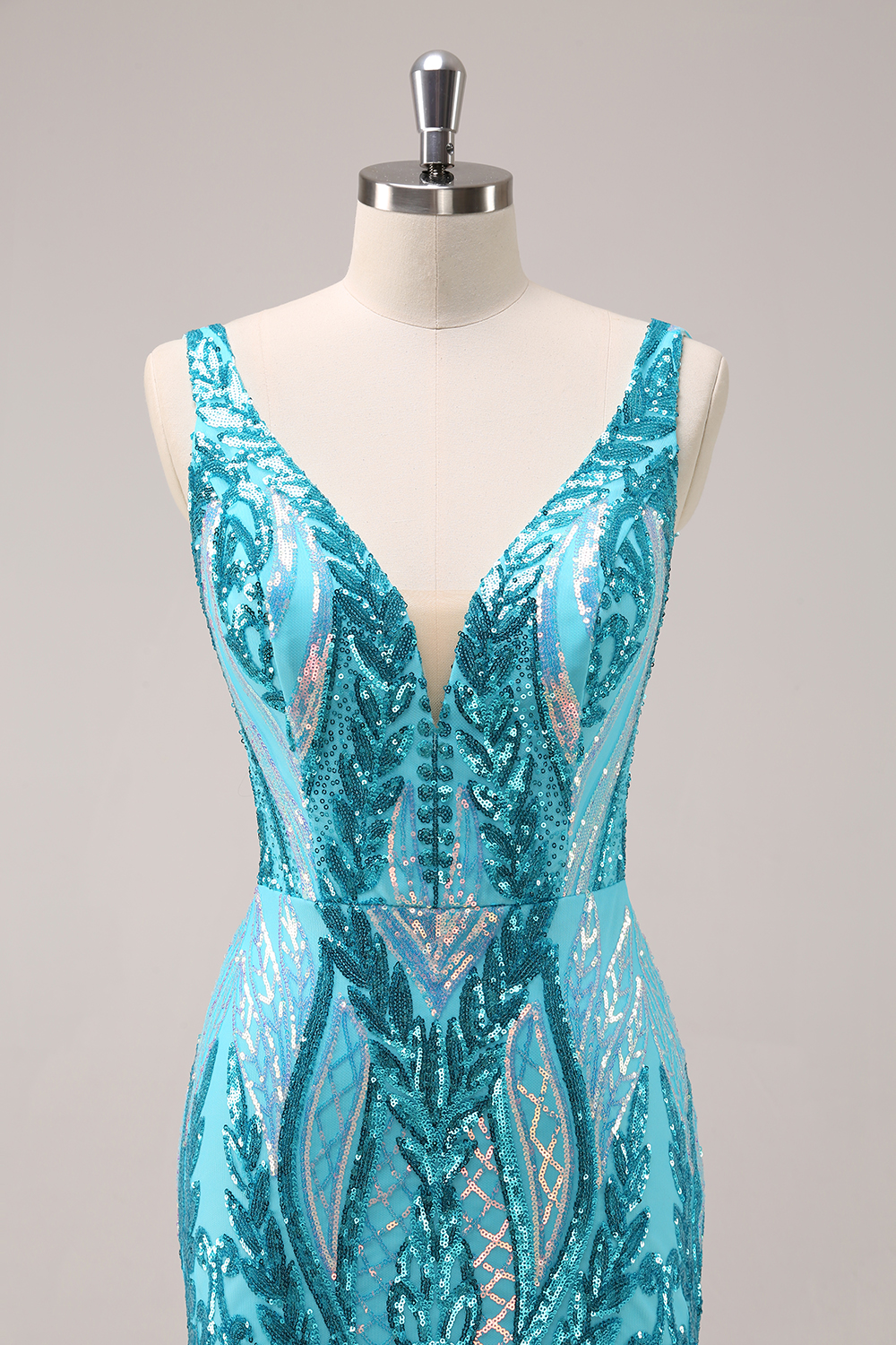 Sparkly Blue V-Neck Tight Short Homecoming Dress with Sequins