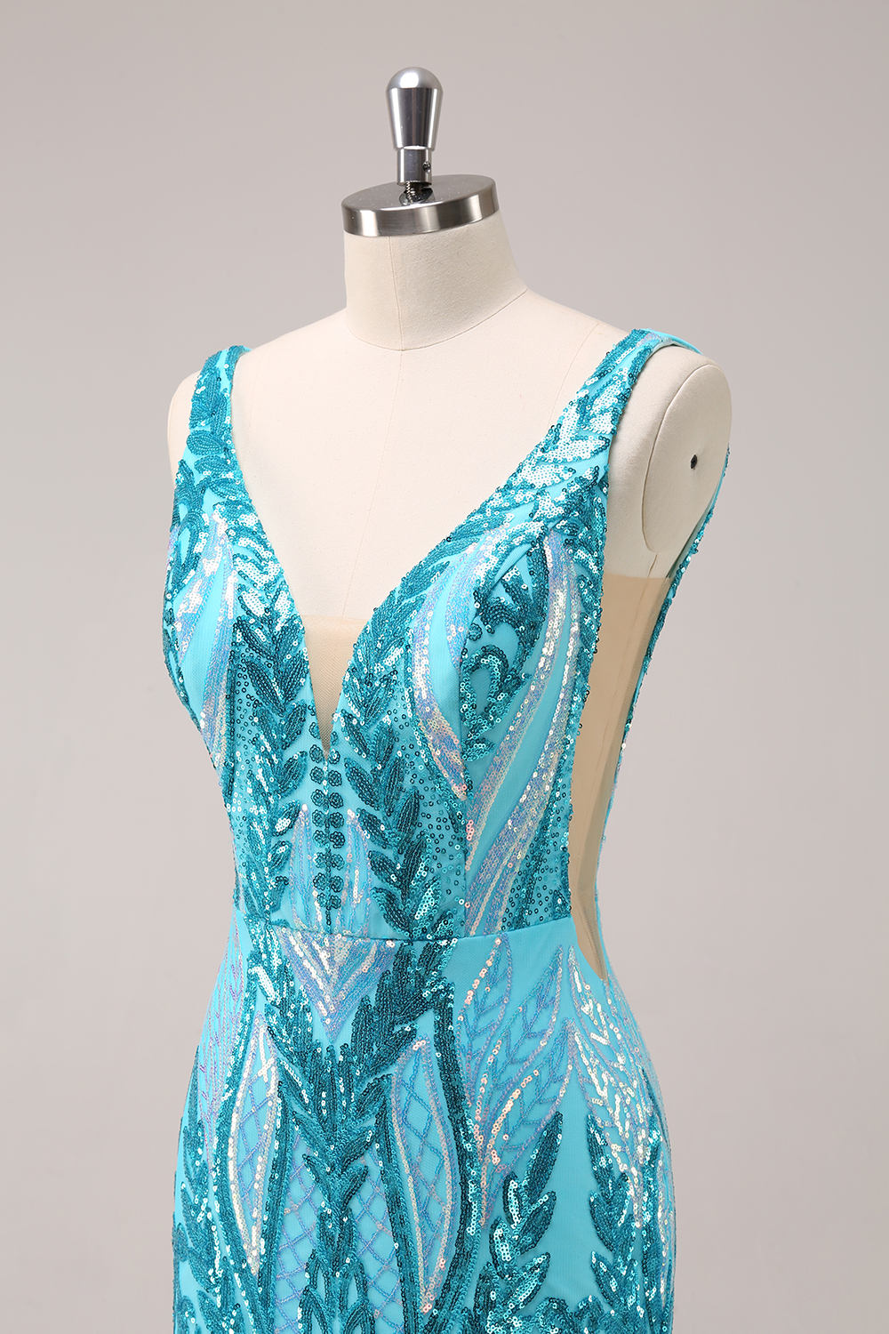 Sparkly Blue V-Neck Tight Short Homecoming Dress with Sequins