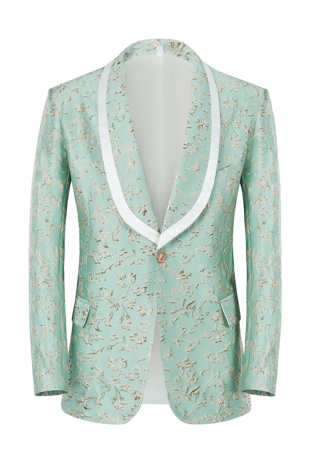 2 Pieces Mint Shawl Lapel Jacquard Men's Prom Suits