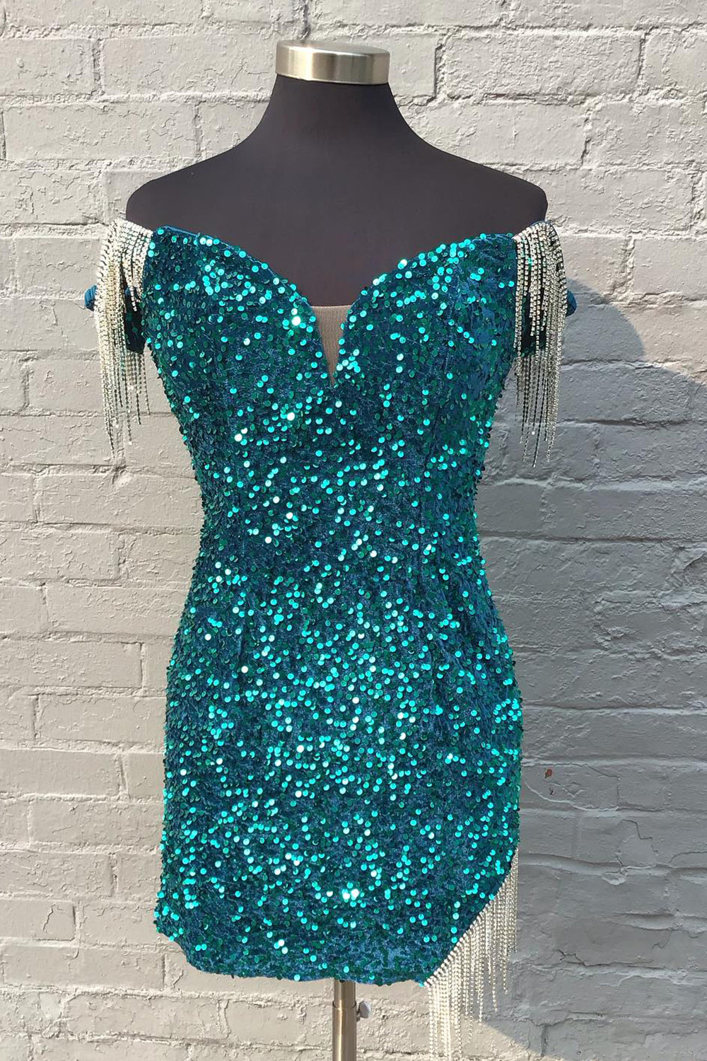 Sparkly Green Fringed Sequins Tight Short Homecoming Dress