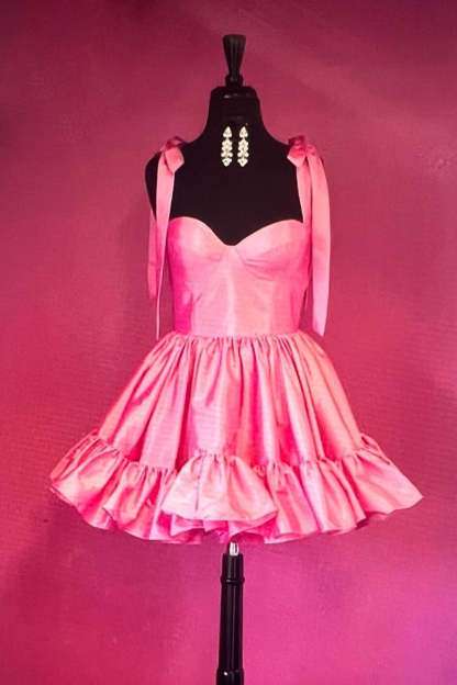 Pink Ruched Corset A-Line Short Homecoming Dress