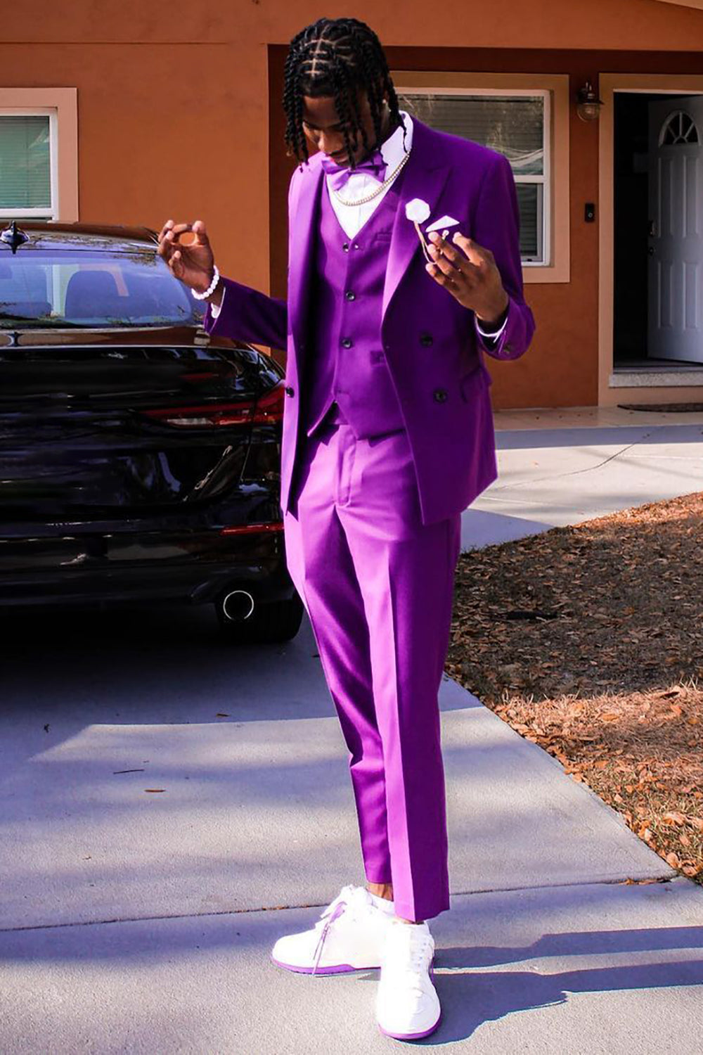Purple Double Breasted 3 Piece Prom Homecoming Suits