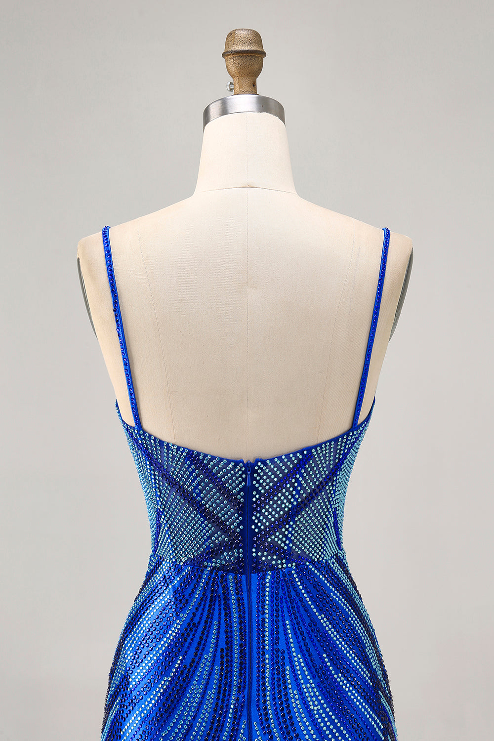 Sparkly Royal Blue Backless Short Tight Homecoming Dress with Beading