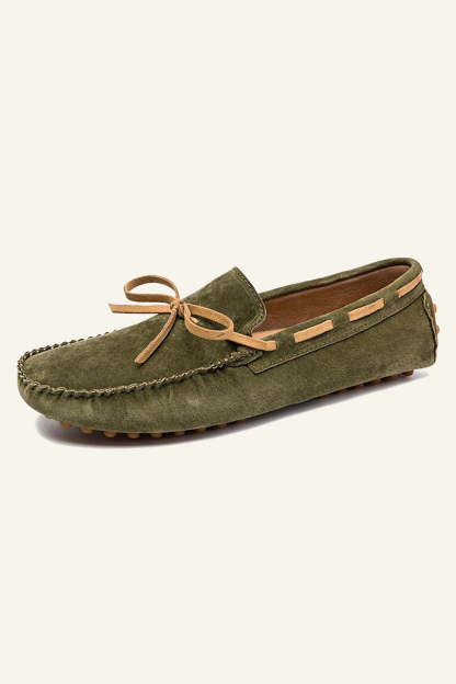 Homrain Soft Leather Slip-on Army Green Men's Shoes