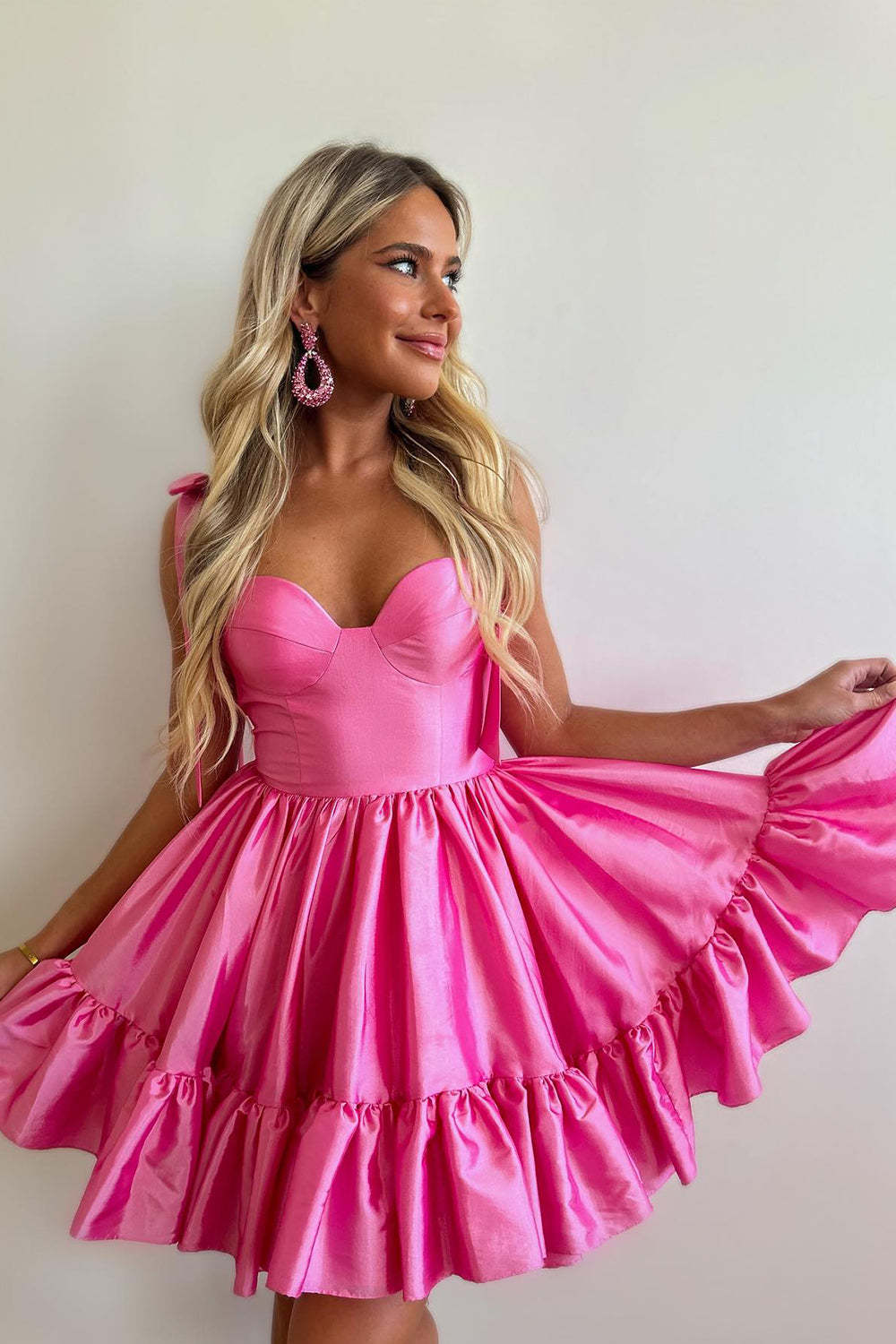 Simple Pink Corset A-Line Ruched Short Homecoming Dress
