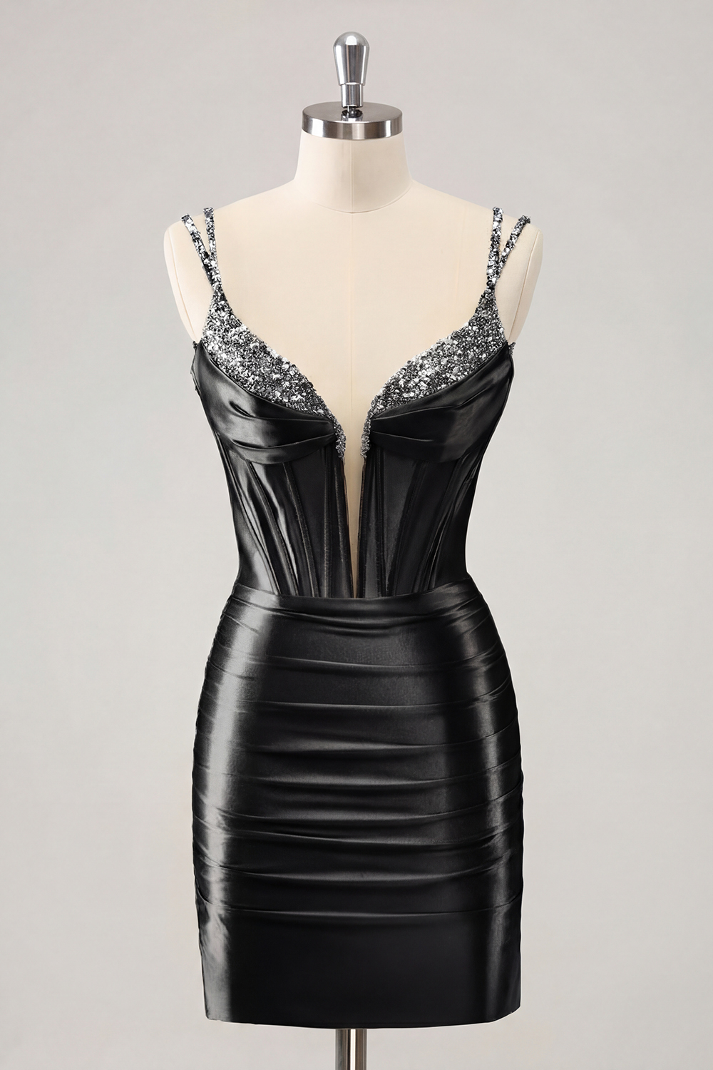 Sparkly Golden Corset Sequins Tight Short Homecoming Dress