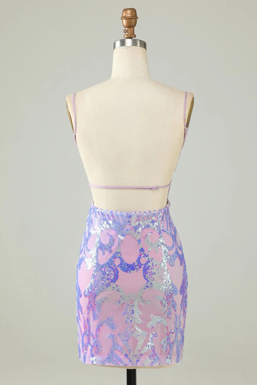 Sparkly Purple Sequin Backless Tight Short Homecoming Dress