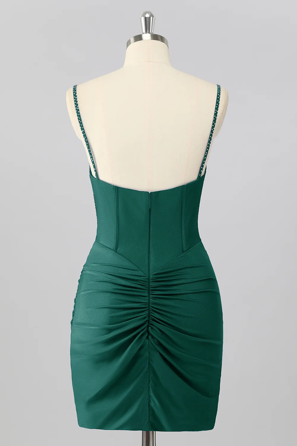 Sparkly Blush Corset V Neck Tight Short Homecoming Dress with Beading