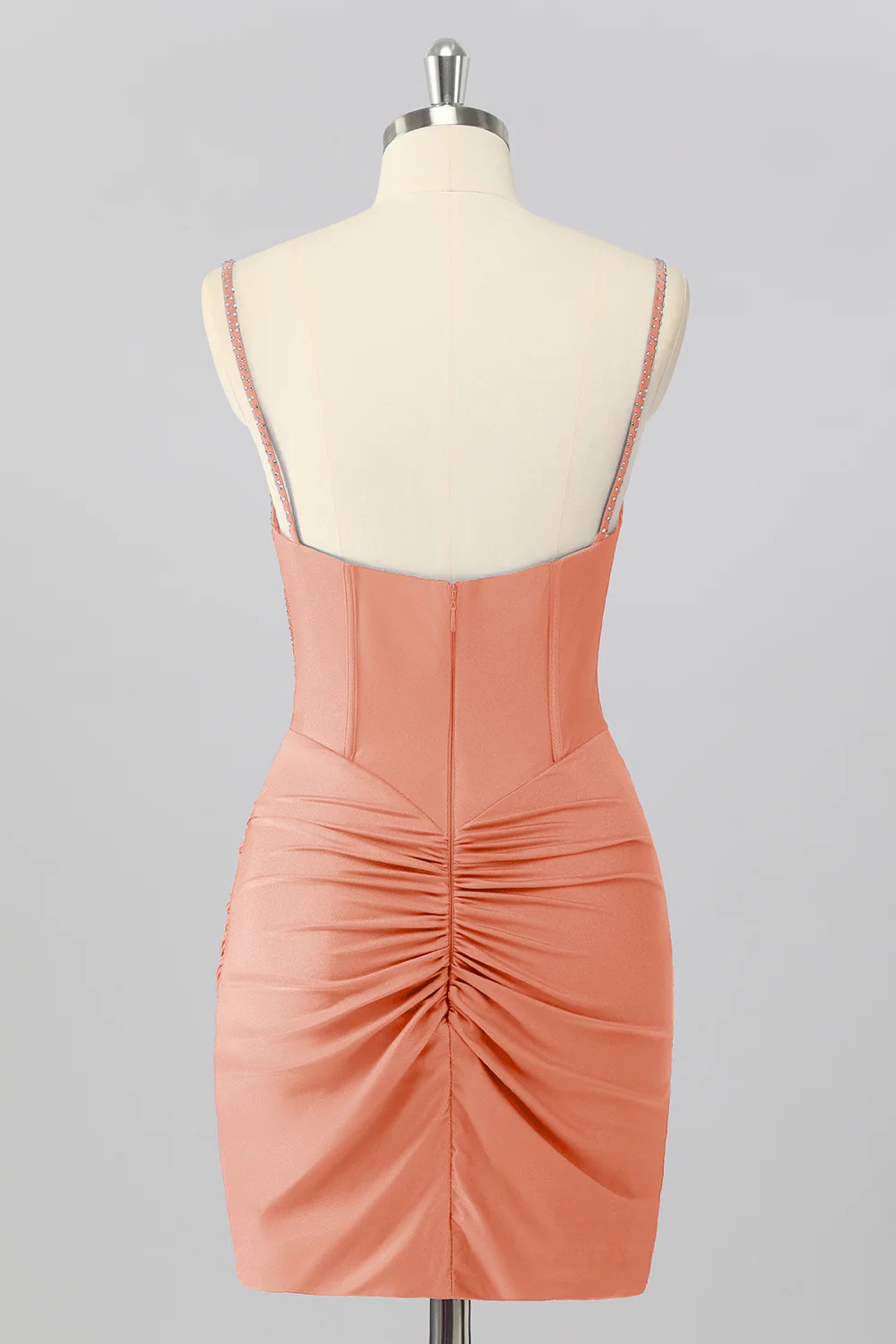 Sparkly Blush Corset V Neck Tight Short Homecoming Dress with Beading