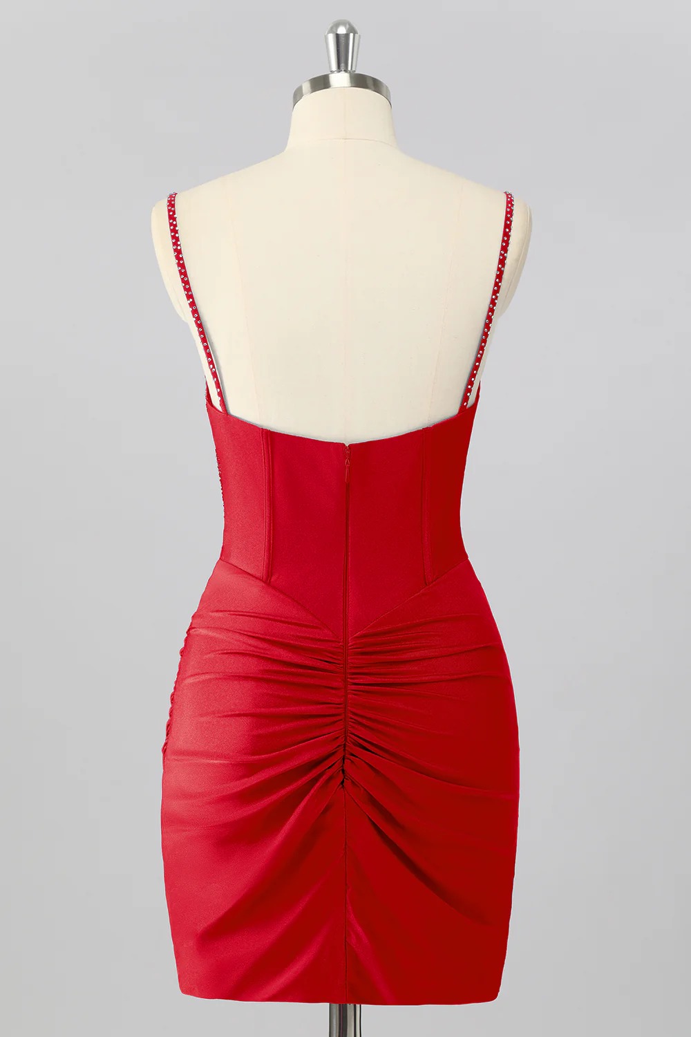 Sparkly Blush Corset V Neck Tight Short Homecoming Dress with Beading