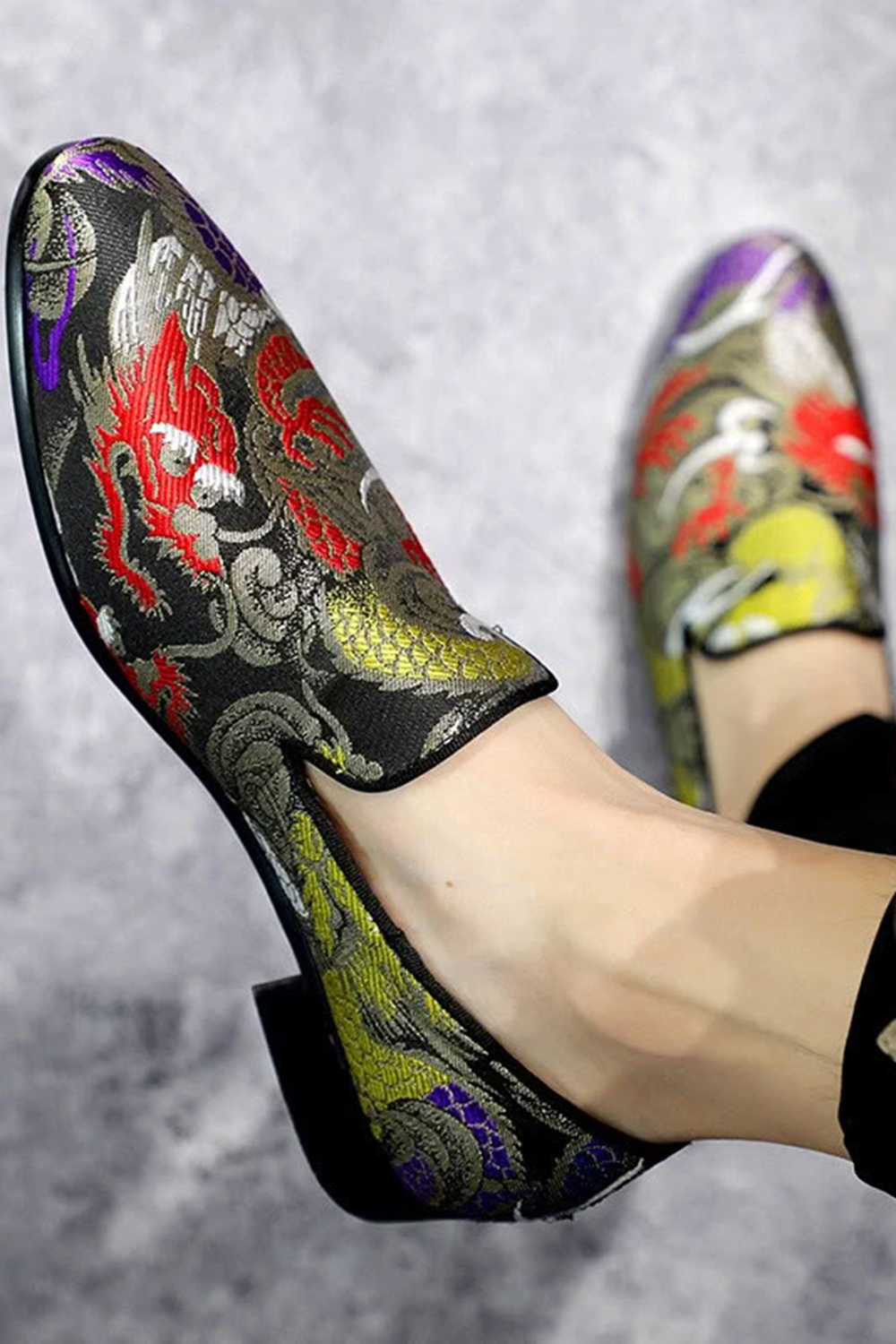 Pink Jacquard Slip-On Men's Shoes