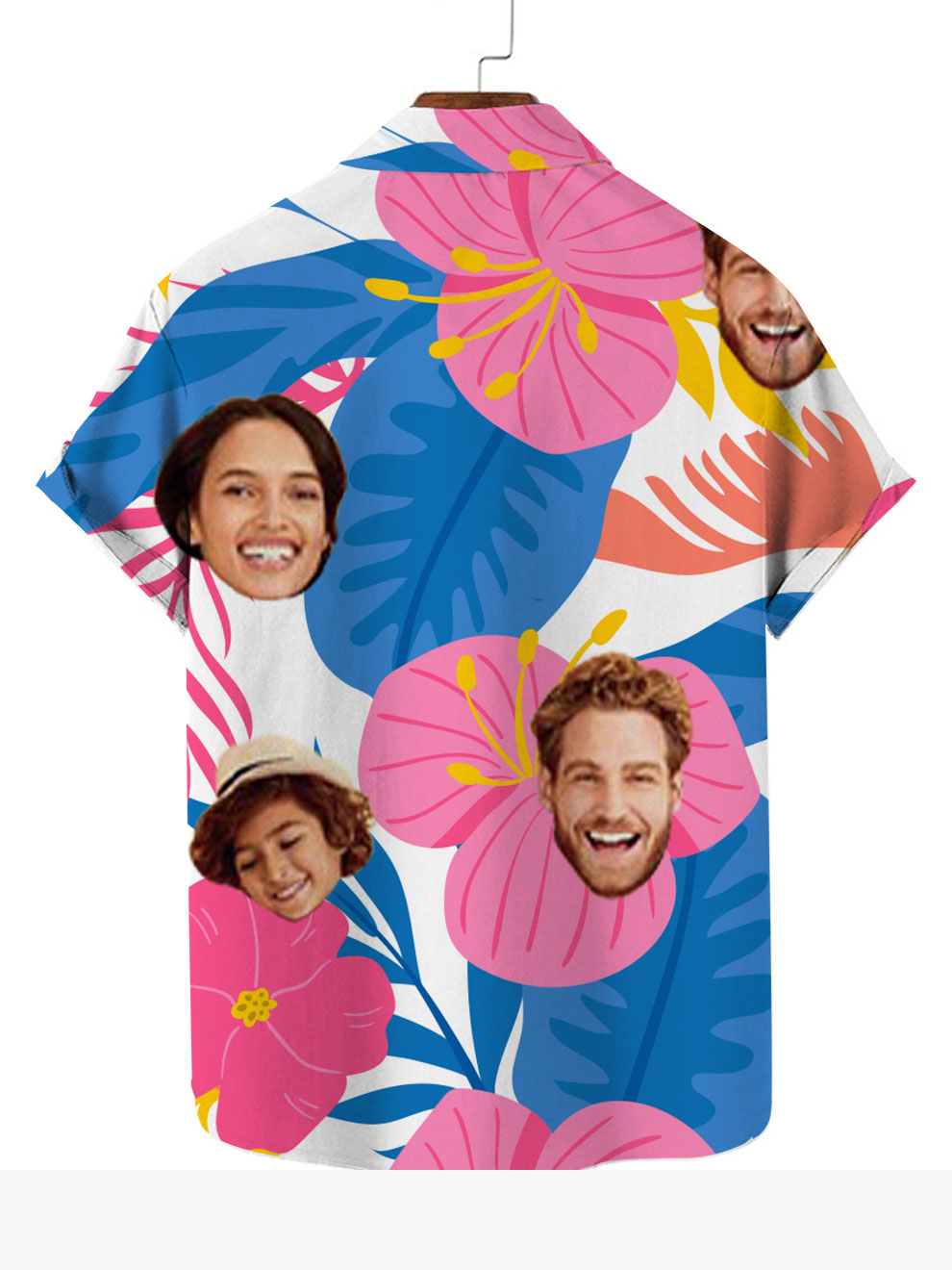 Personalized Colorful Flowers Print  Hawaiian Shirt With Family Face Gift for Dad