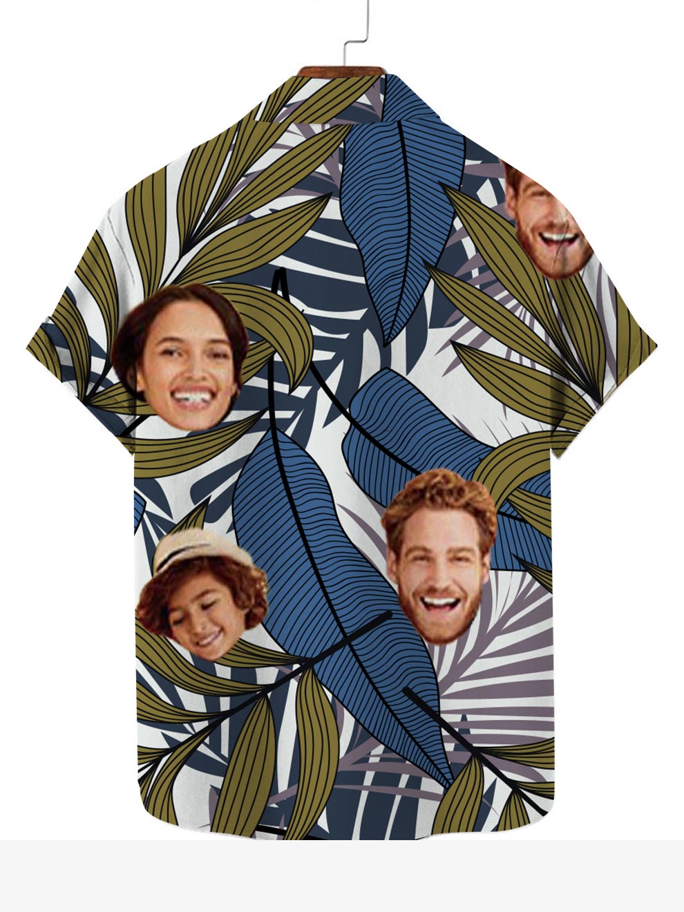 Personalized Leaves Print  Hawaiian Shirt With Family Face Gift for Father's Day