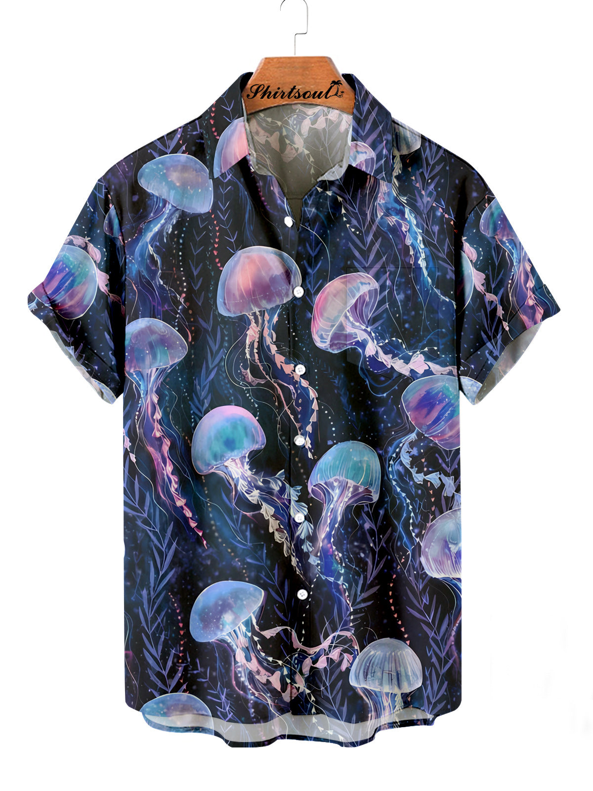 Jellyfish Print Men's Hawaiian Short Sleeve Pocket Shirt – Shirtsoul