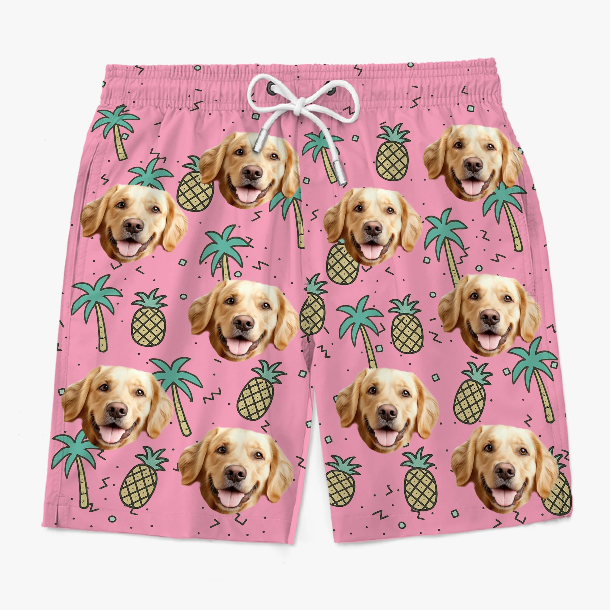 Custom Photo Pineapple Punch Squad - Family Personalized Custom Tropical Hawaiian Aloha Men Beach Shorts - Summer Vacation Gift For Family Members, Pet Owners, Pet Lovers