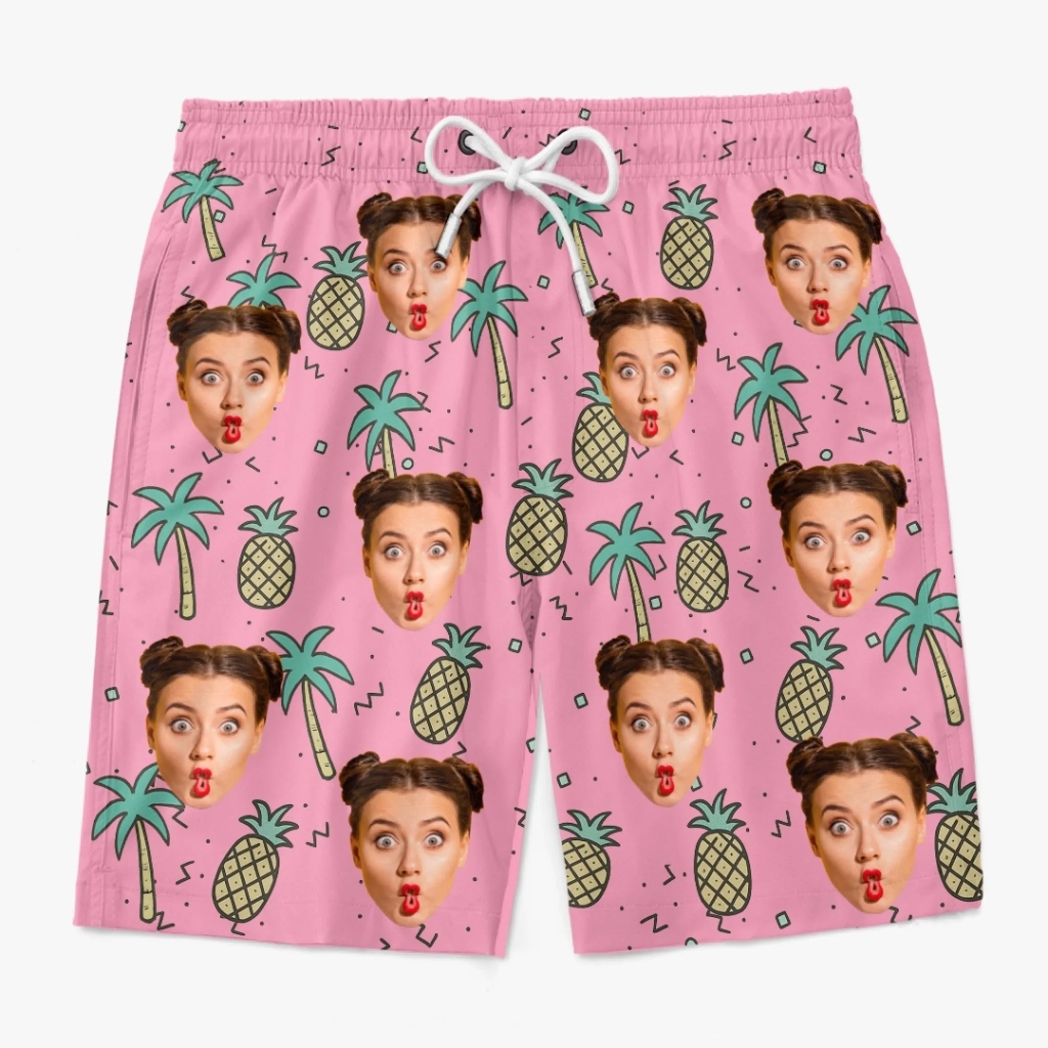 Custom Photo Pineapple Punch Squad - Family Personalized Custom Tropical Hawaiian Aloha Men Beach Shorts - Summer Vacation Gift For Family Members, Pet Owners, Pet Lovers