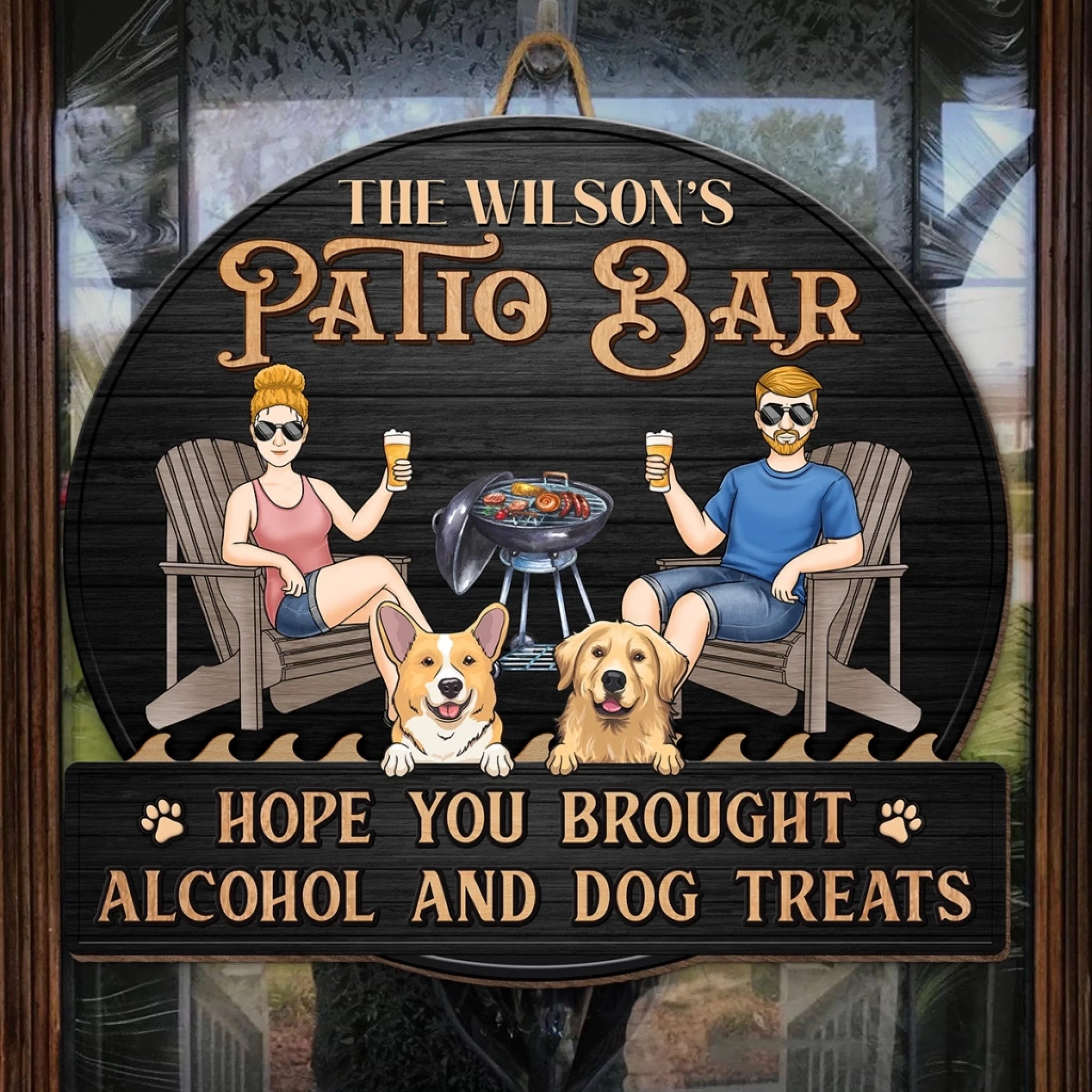 Cold Drinks, Warm Vibes - Couple Personalized Custom Home Decor Wood Sign - House Warming Gift For Couple, Anniversary, Pet Owners, Pet Lovers