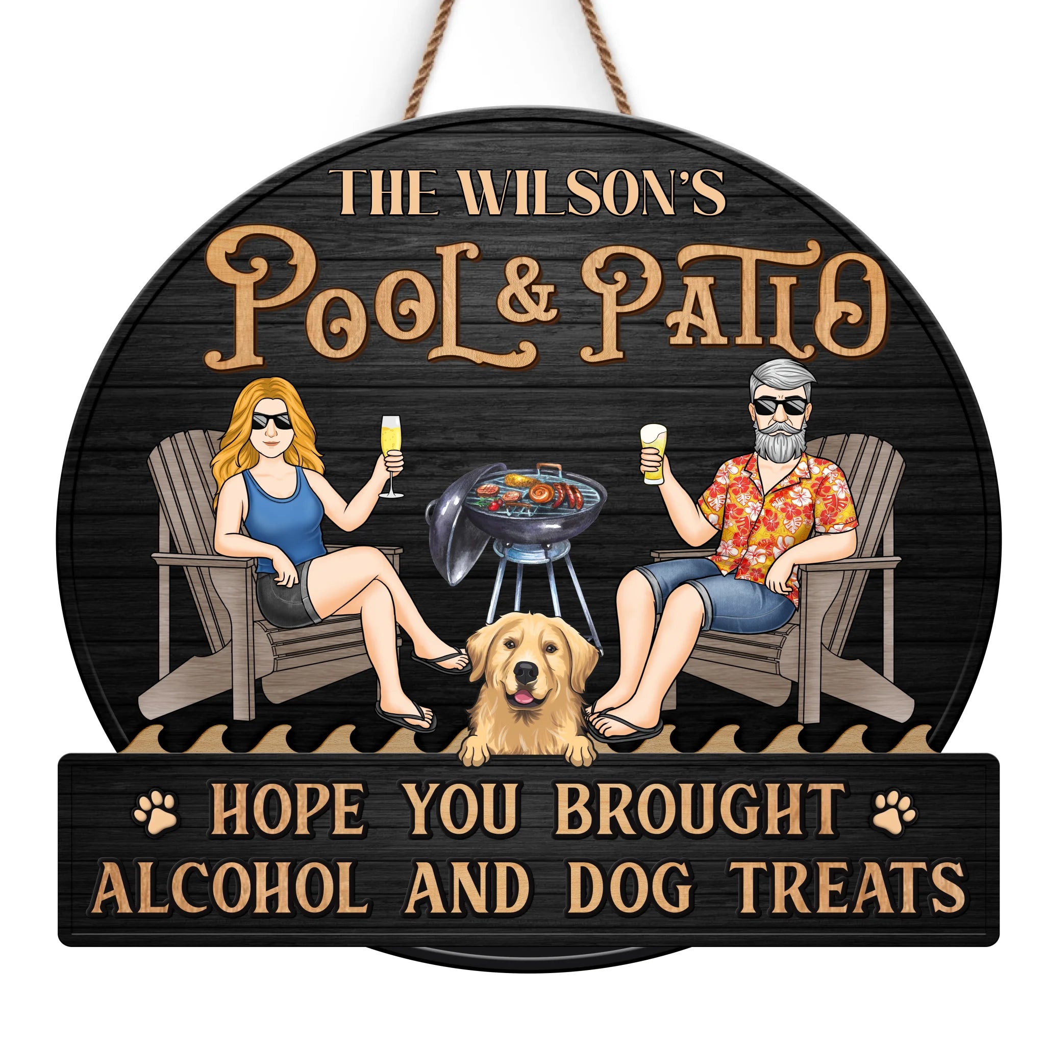 Cold Drinks, Warm Vibes - Couple Personalized Custom Home Decor Wood Sign - House Warming Gift For Couple, Anniversary, Pet Owners, Pet Lovers