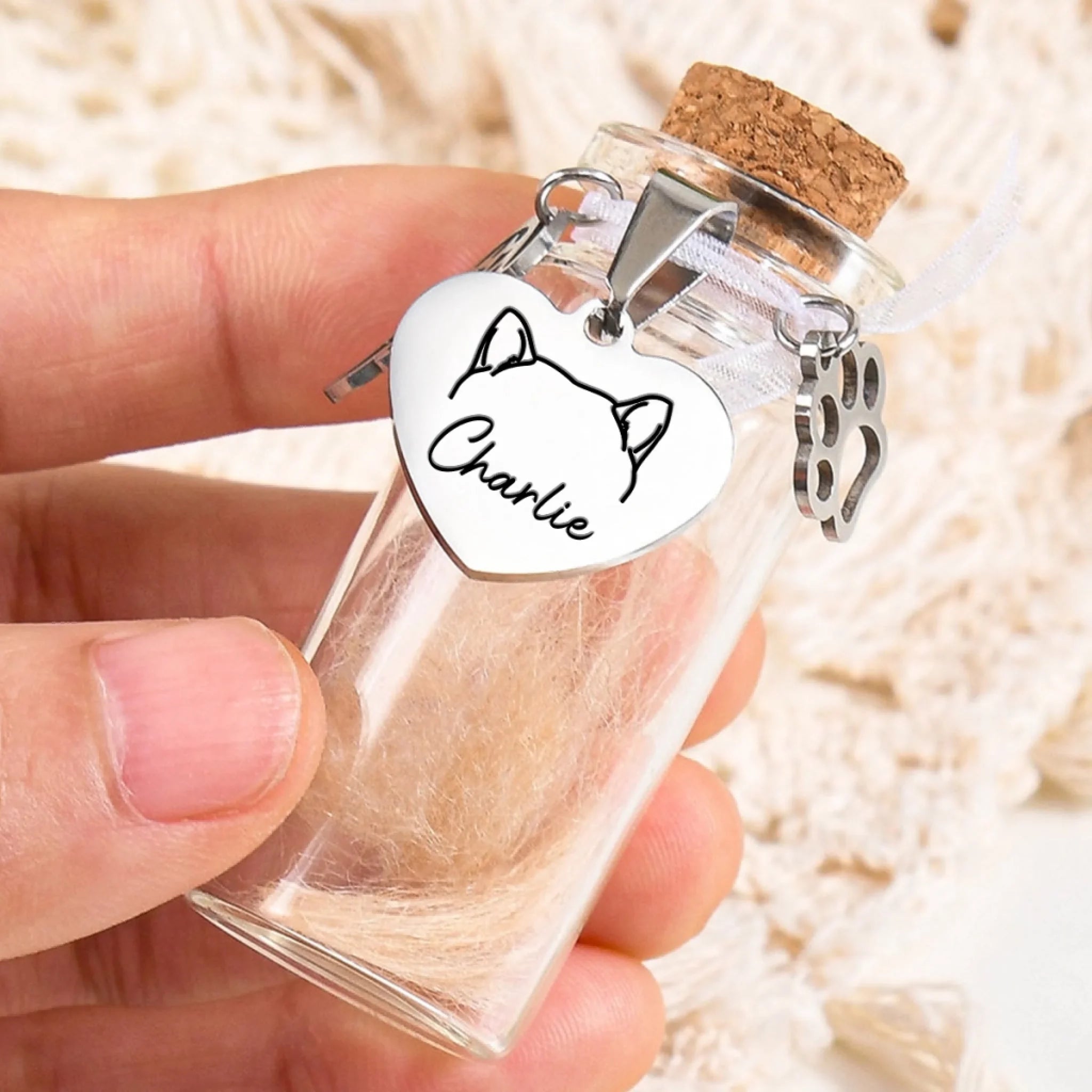 Gone But Not Forgotten - Memorial Personalized Custom Pet Fur Keepsake Jar - Sympathy Gift For Pet Owners, Pet Lovers