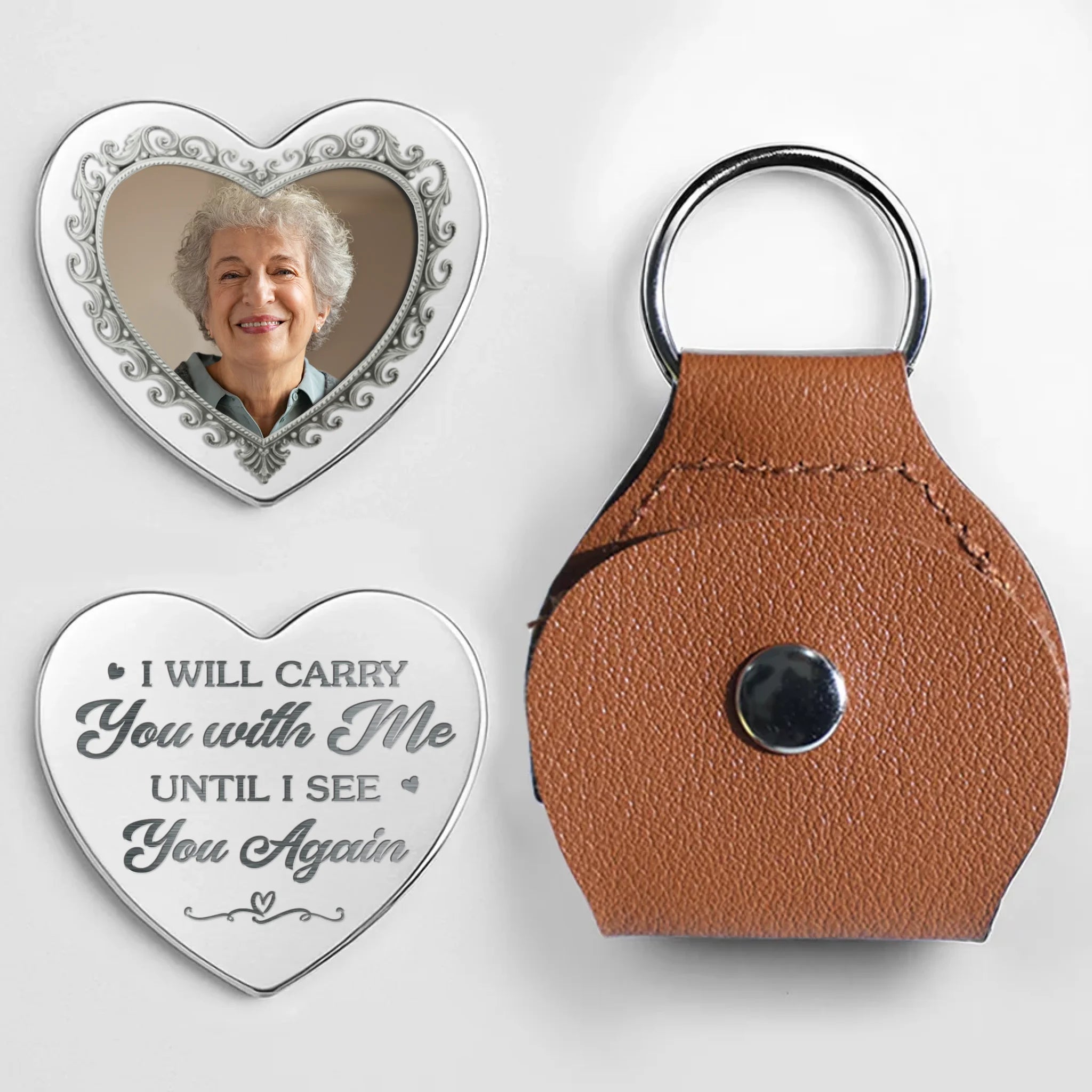 Custom Photo In My Soul, Always - Memorial Personalized Custom Heart Pocket Hug - Sympathy Gift For Family Members