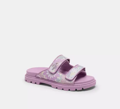 Two Band Sport Slide With Floral Print