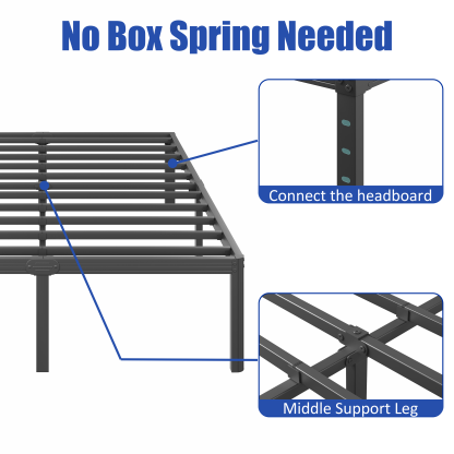 Woozuro 18 inch Queen Metal Bed Frame with Rounded Corners, Heavy Duty, No Box Spring Needed, Easy Assembly