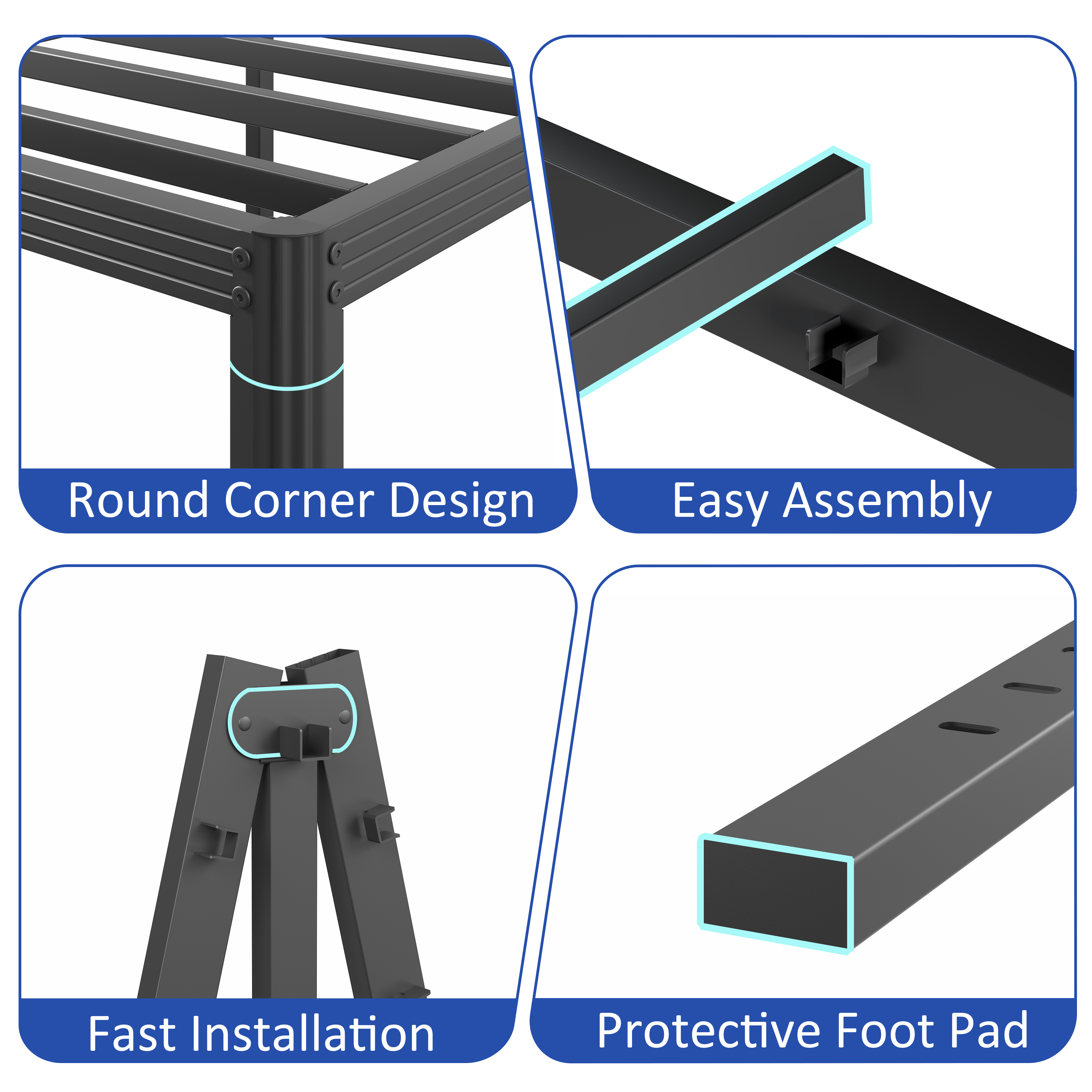 Woozuro 18 inch Queen Metal Bed Frame with Rounded Corners, Heavy Duty, No Box Spring Needed, Easy Assembly