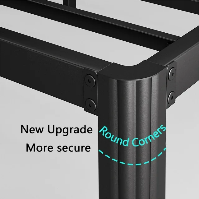 Woozuro 18 inch Queen Metal Bed Frame with Rounded Corners, Heavy Duty Platform Bed, No Box Spring Needed, Easy Assembly