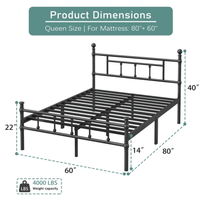Woozuro Twin Size Bed Frame with Headboard/Footboard, 14 Inch Metal Platform Bed Frame, Easy Assembly
