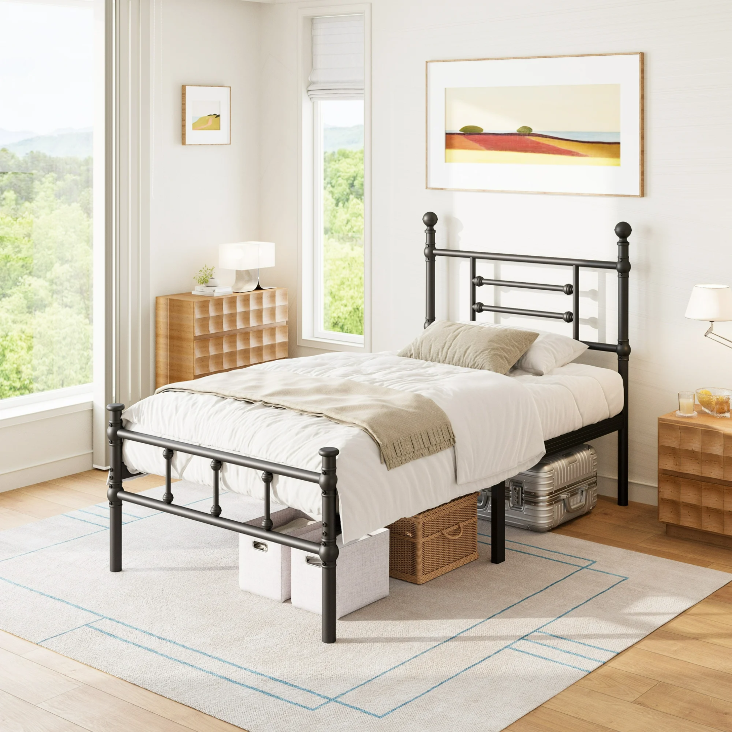 Woozuro Twin Size Bed Frame with Headboard/Footboard, 14 Inch Metal Pl